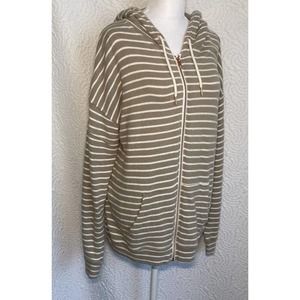 Volcom Women's Tan Hooded Full Zip Hoodie Large Cozy Soft Sweatshirt Sweater